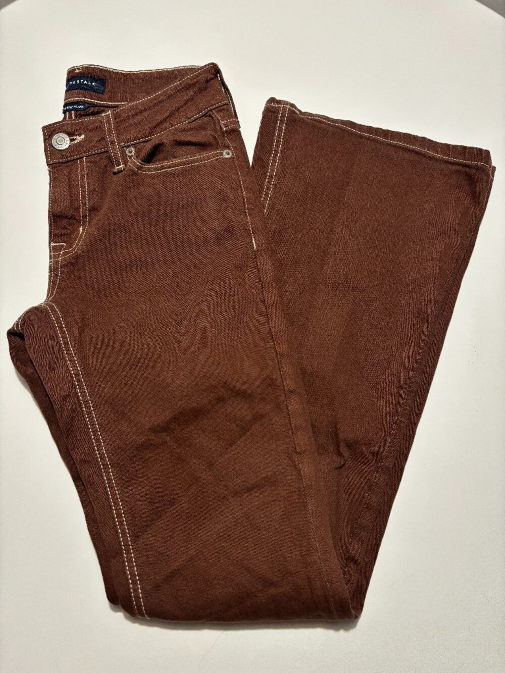 Aeropostale Brown & White Low Rise Cotton Flare Jeans